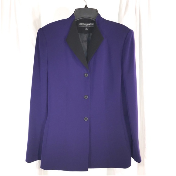 Vintage Kasper Purple and Black Blazer, Size 12 - Picture 8 of 8